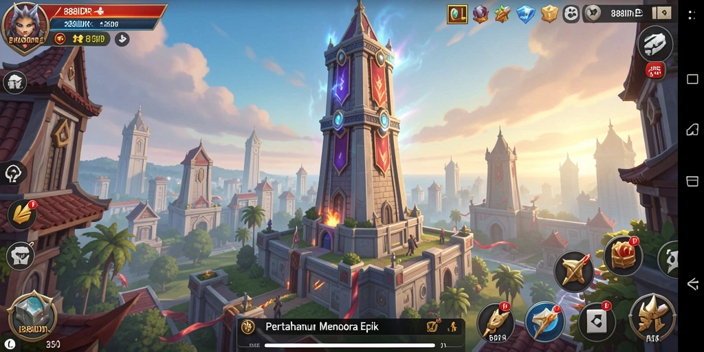 Screenshot gameplay strategi menara di 888IDR.