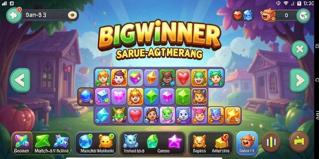 Tangkapan layar gameplay Match-3 yang penuh warna dan seru.
