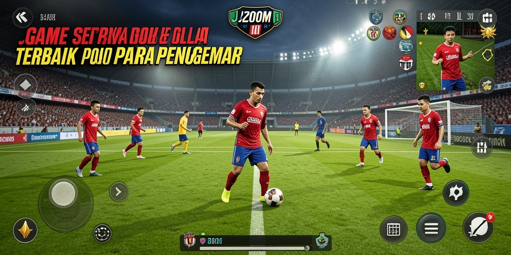 Tampilan gameplay J200M yang menegangkan dan mendebarkan dalam pertandingan sepak bola.