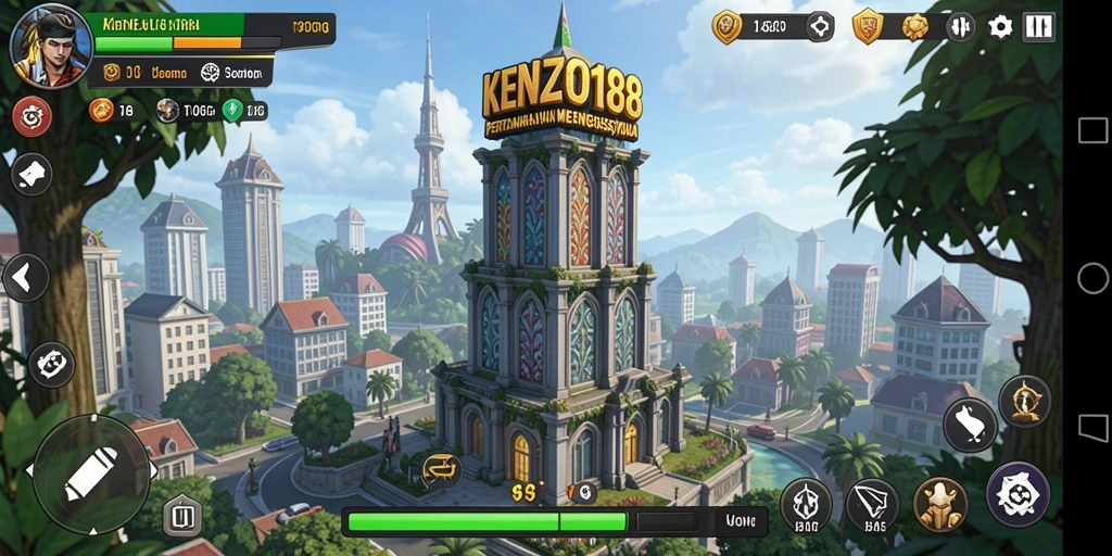 Tangkapan layar KENZO188 yang menunjukkan pertahanan menara yang strategis.