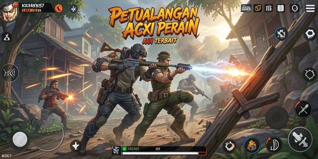 Screenshot gameplay KO857 menampilkan pertarungan epik dengan karakter berkekuatan magis.