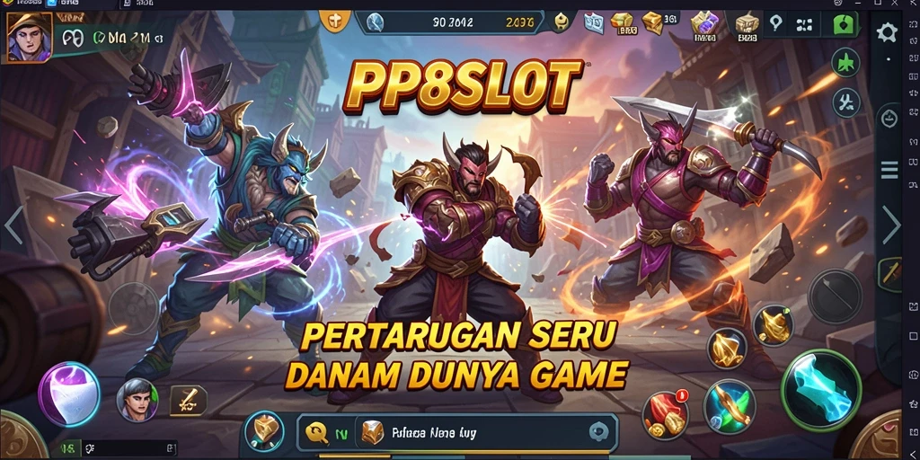 Tangkapan layar gameplay PP8SLOT menampilkan aksi pertarungan yang intens.